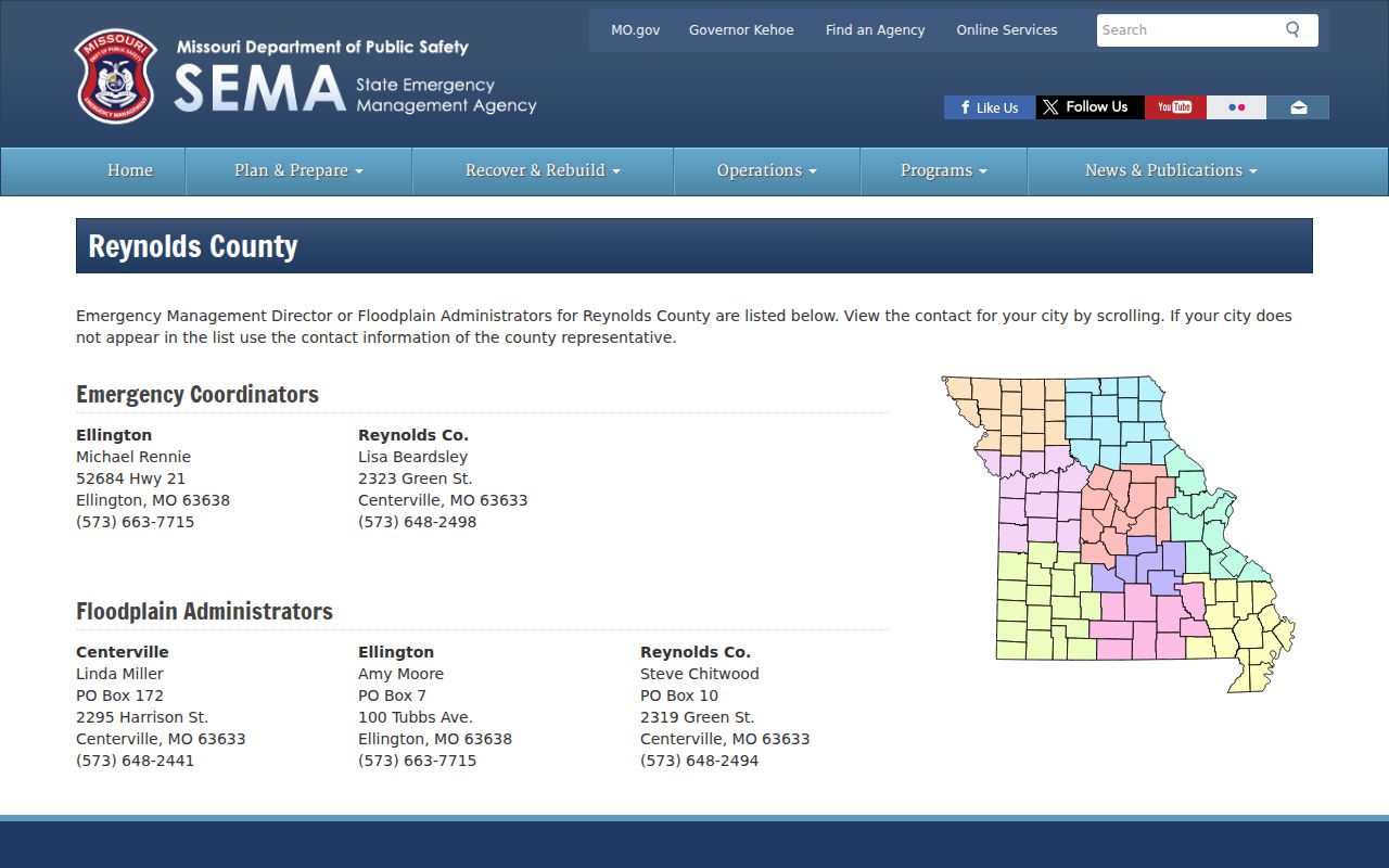 Ellington court records research image showing official SEMA Ellington contact geography